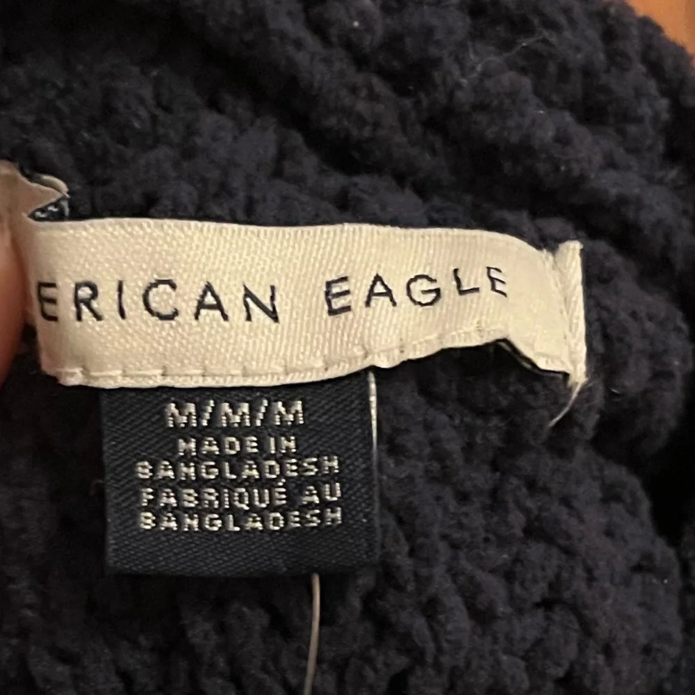 American Eagle Softest Knitting Open Front W/Pockets Cream V Back Cardigan